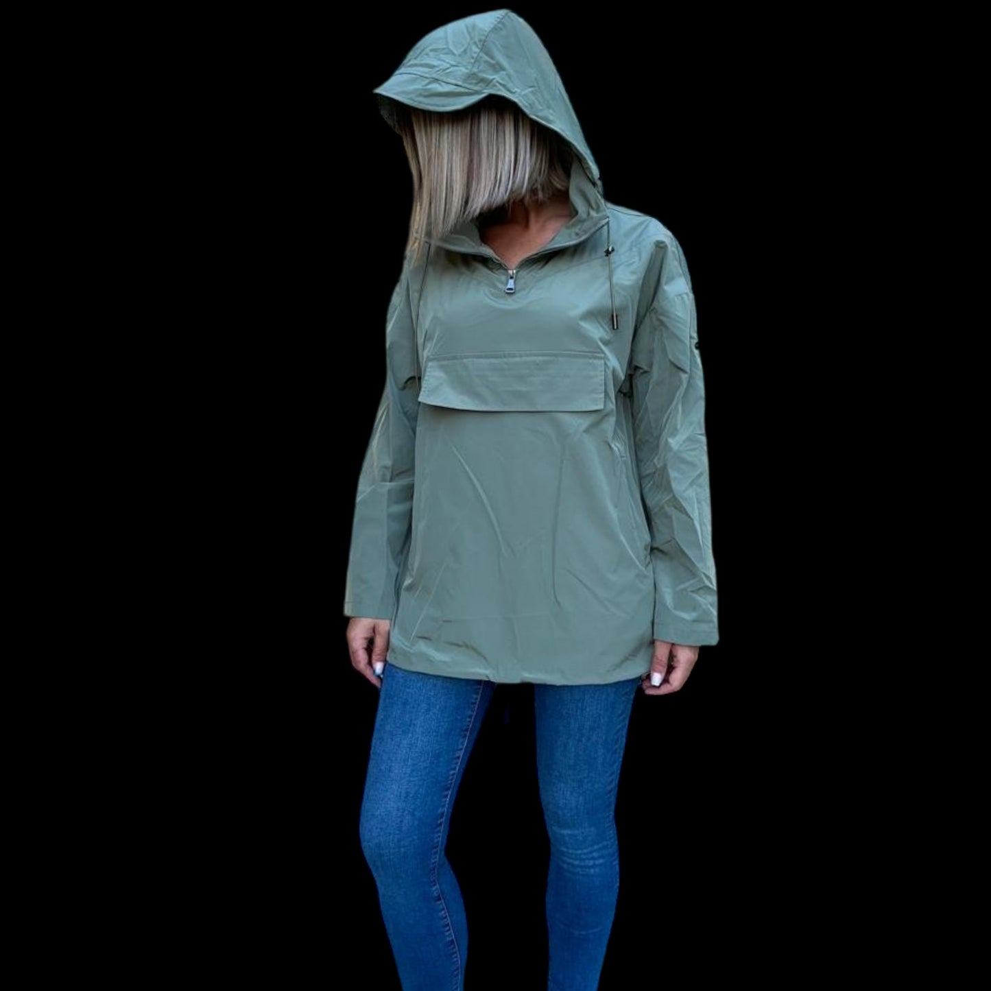 Veste à capuche coup-vent kaki