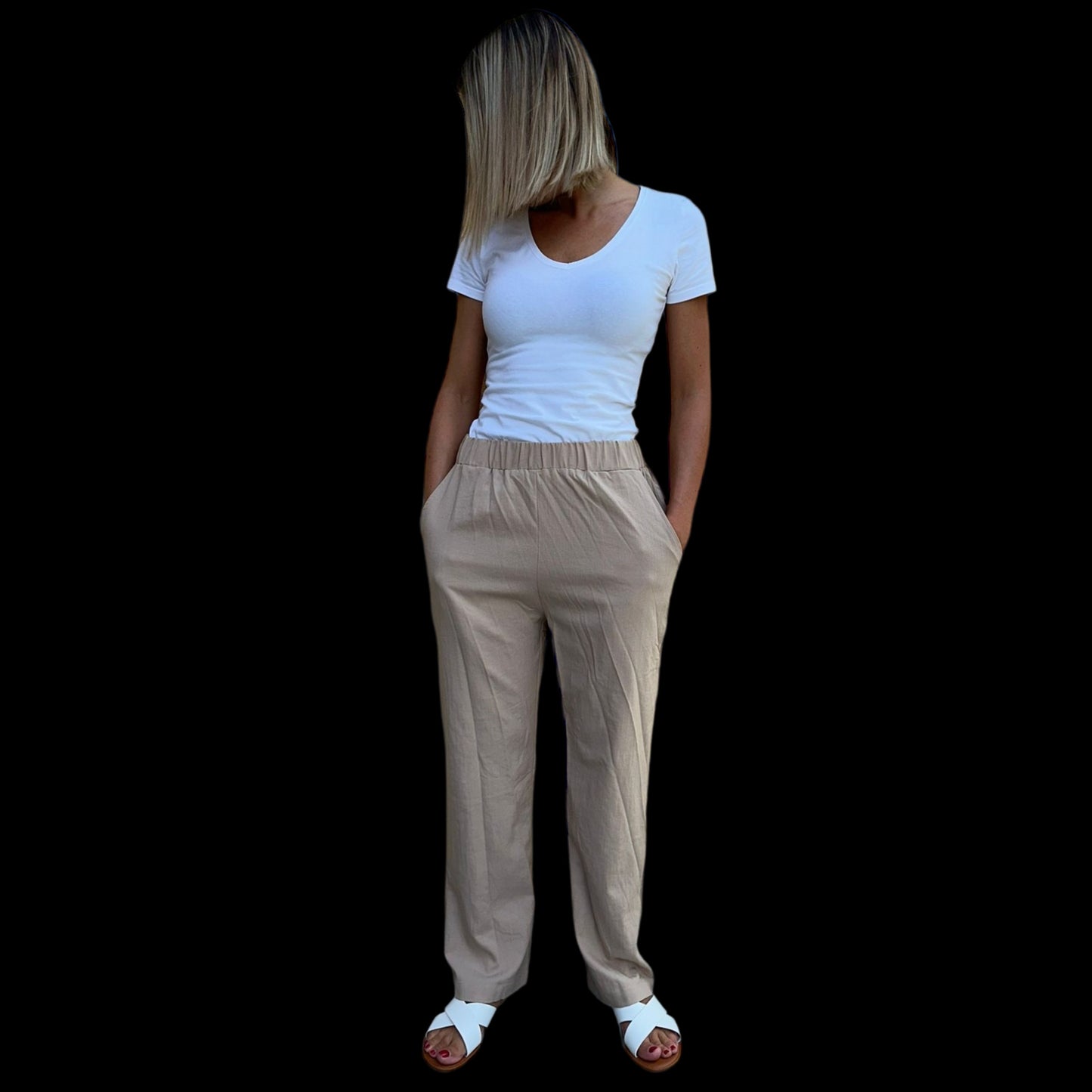 Pantalon fluide beige