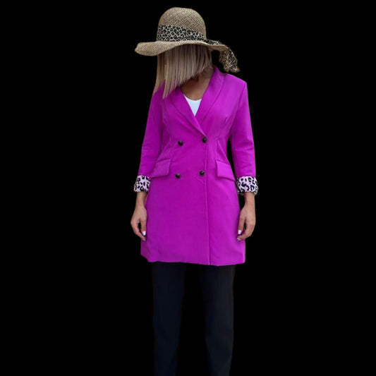 Veste tailleur léopard fushia