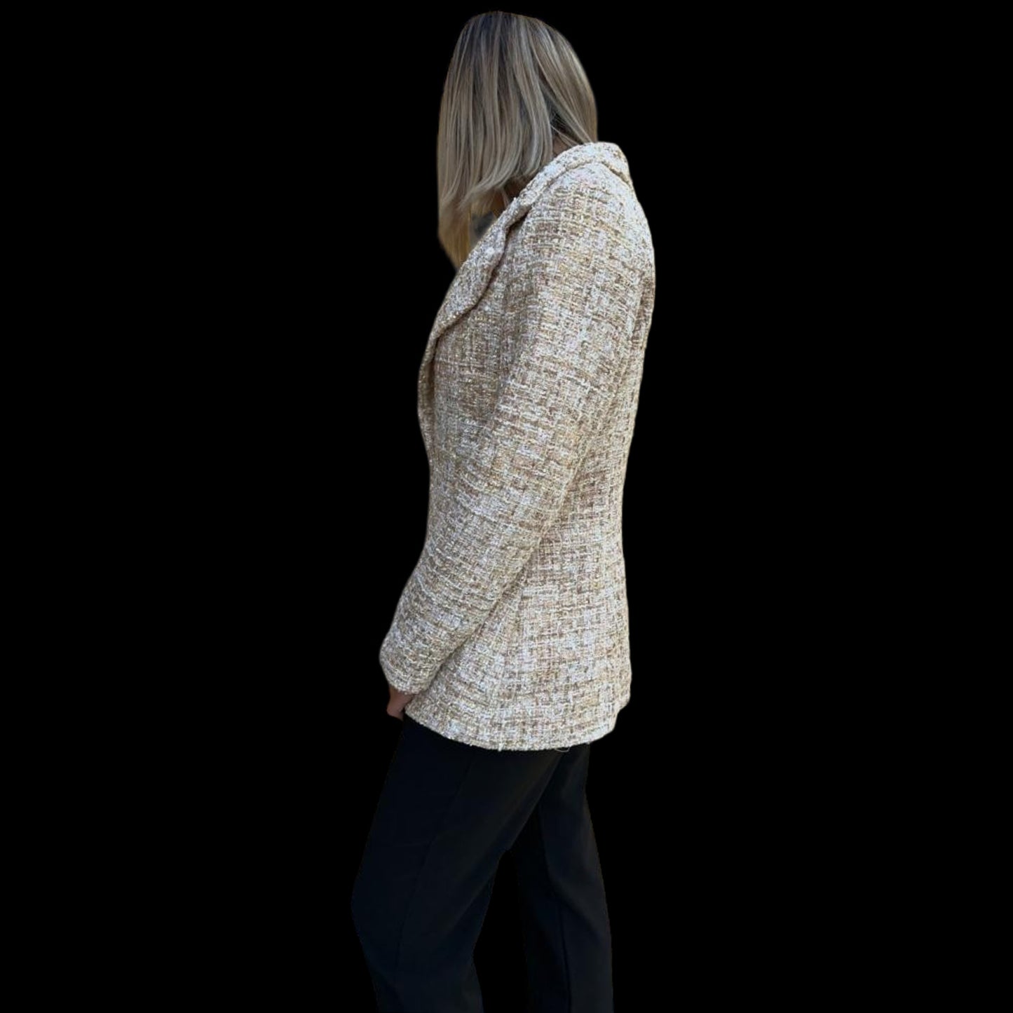 Veste tailleur tweed beige