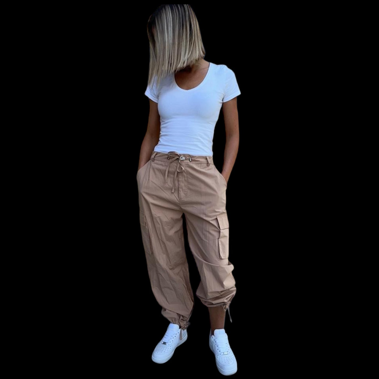 Pantalon cargo beige